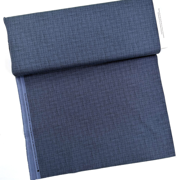 Preview: ST10208 Stoff Webware Baumwolle Meterware dunkelblau mit schwarzem Gittermuster Meterware MODA